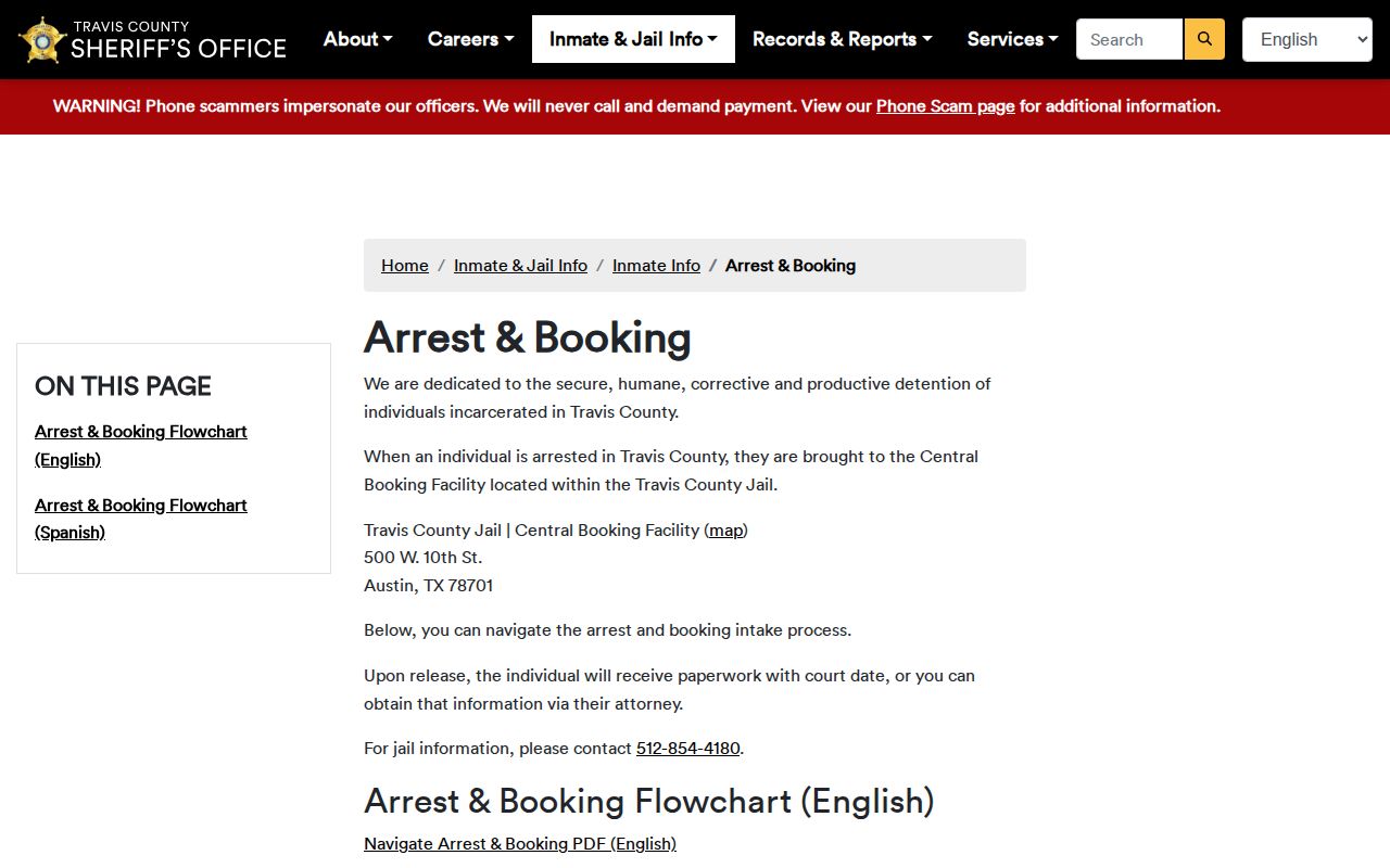 Travis County Jail Central Booking release paperwork page